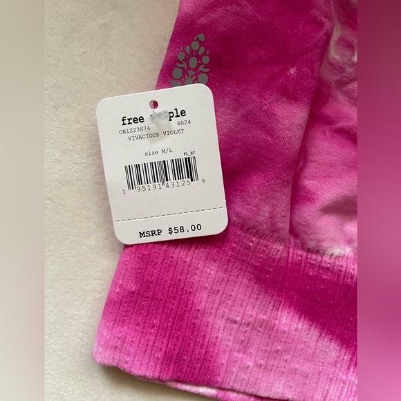 NWT Free People Movement Good Karma Bra crop Top Pink Tie Dye Size M/L - Picture 7 of 9